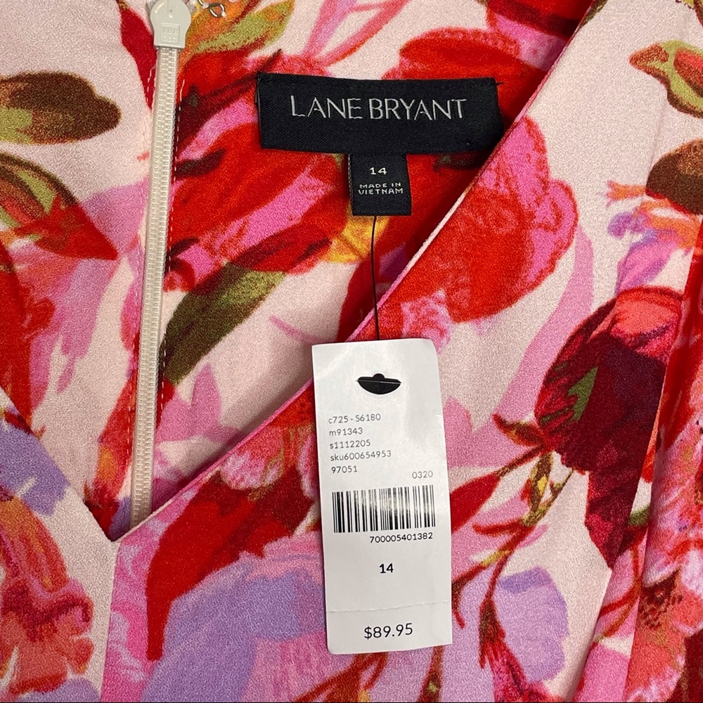 NWT - Lane  Bryant Pink & Red Floral Dress (14) - Picture 7 of 7